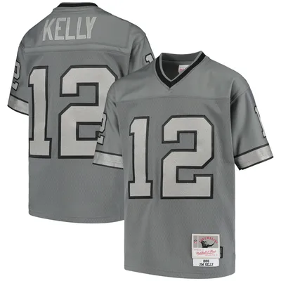 Maillot réplique en métal pour joueur retraité Mitchell & Ness Jim Kelly Charcoal Buffalo Bills 1990