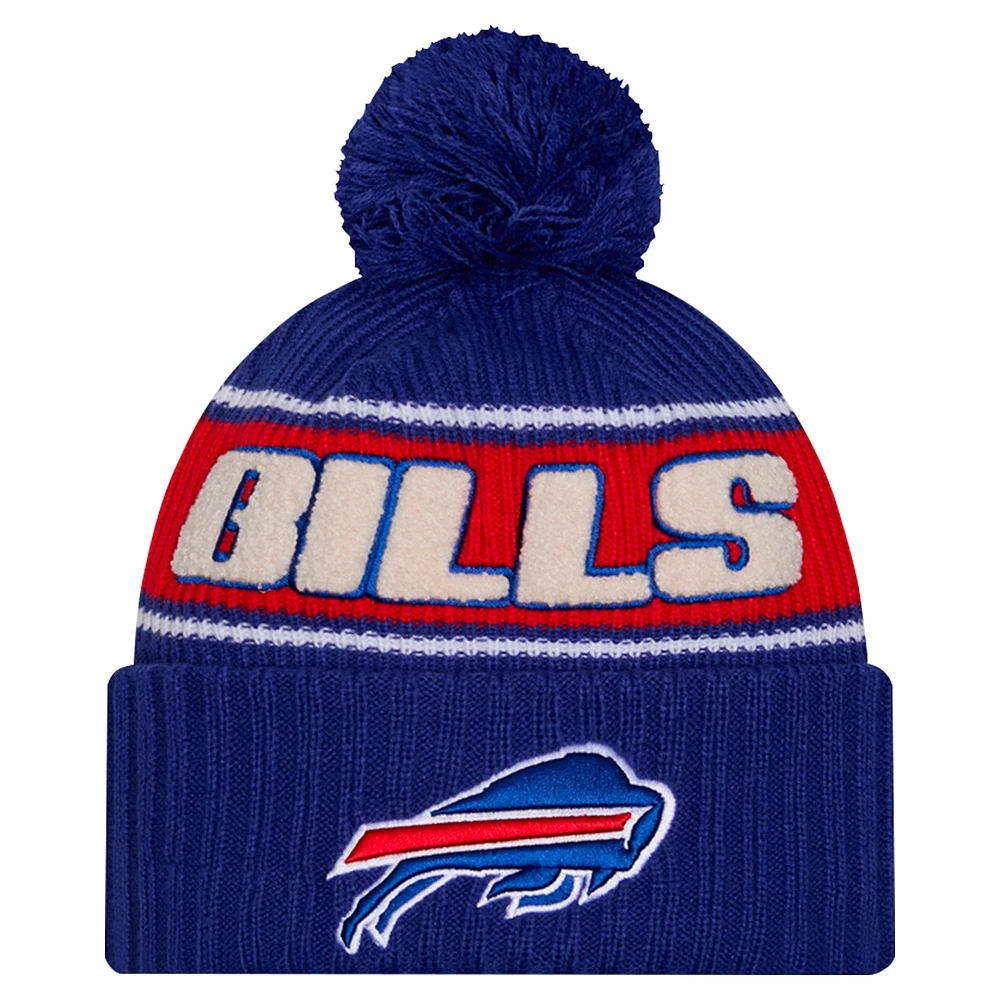 Bonnet tricoté à revers avec pompon Royal Buffalo Bills 2024/25 de New Era pour jeune