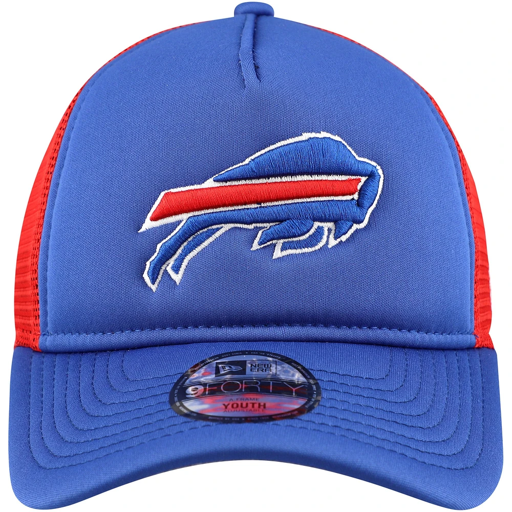 Casquette réglable de camionneur A-Frame 9FORTY New Era Royal Buffalo Bills pour jeune