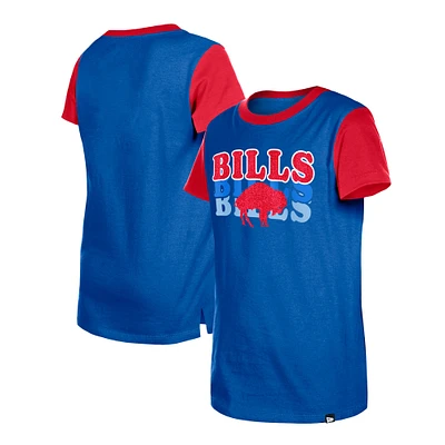 Youth New Era Royal Buffalo Bills Throwback Glitter Gel T-Shirt