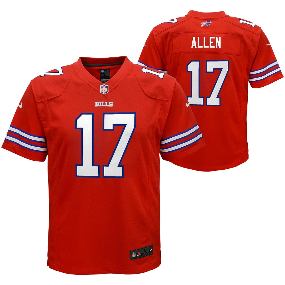 Maillot de match Nike Josh Allen des Buffalo Bills rouge pour jeune