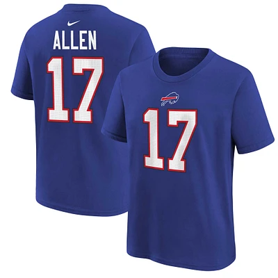 T-shirt avec nom et numéro de joueur Nike Josh Allen Royal Buffalo Bills pour jeunes
