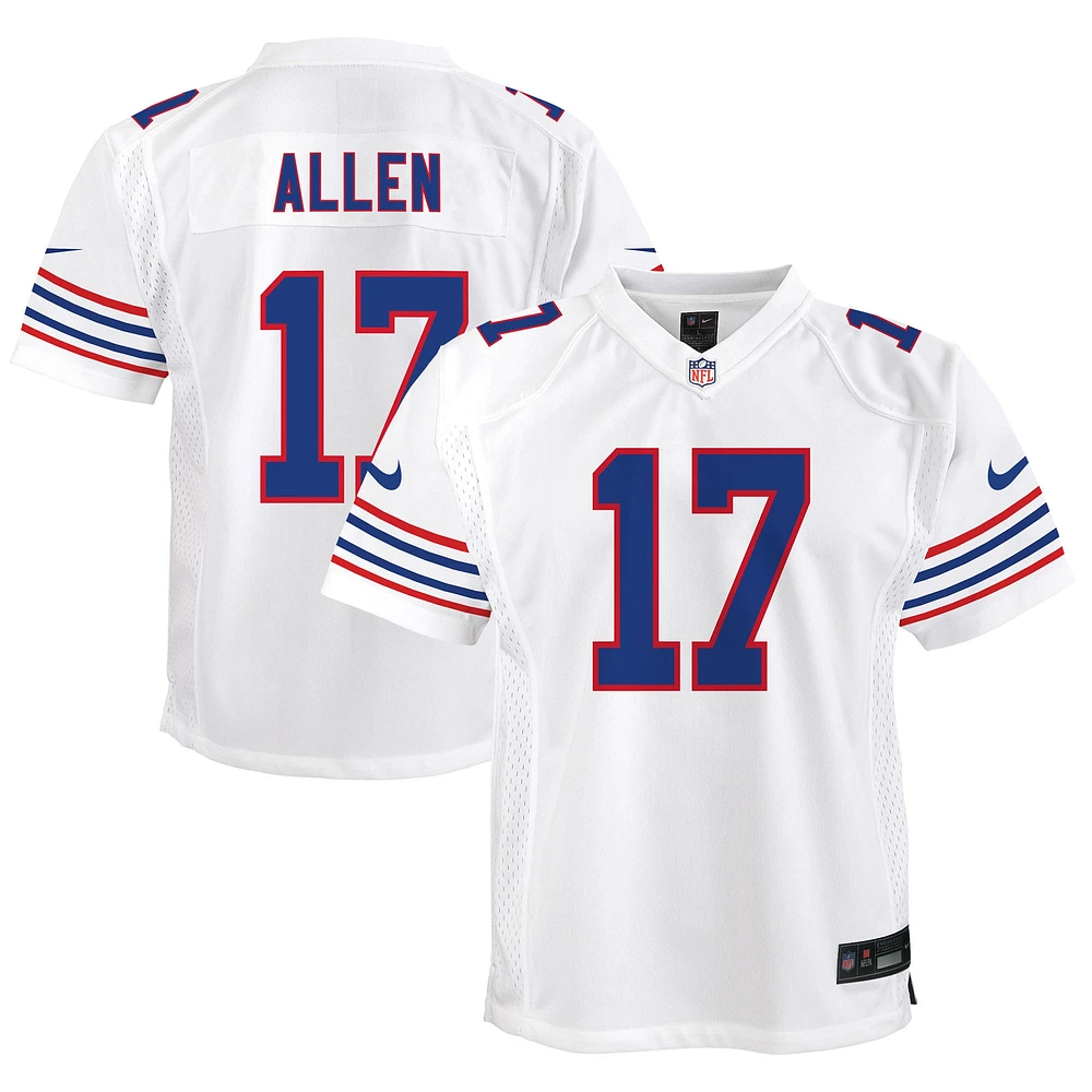 Maillot de jeu alternatif Nike Josh Allen blanc Buffalo Bills pour jeunes