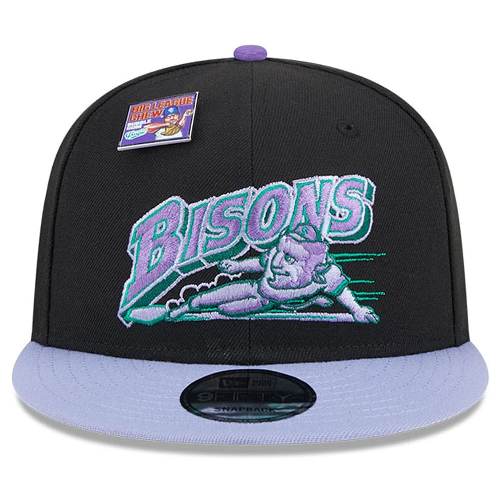 Men's New Era Black/Purple Buffalo Bisons Grape Big League Chew Flavor Pack 9FIFTY Snapback Hat