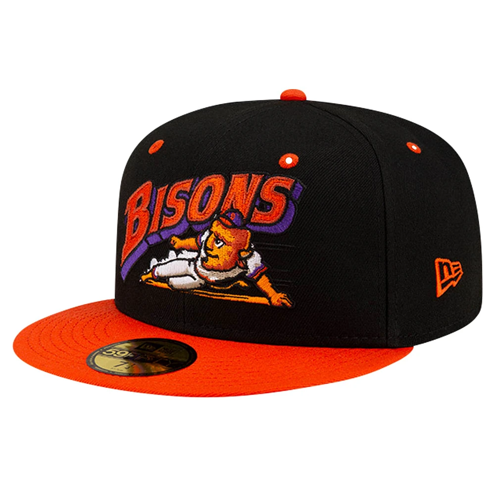 Casquette ajustée 59FIFTY New Era Black Buffalo Bisons Theme Night Lacrosse pour hommes