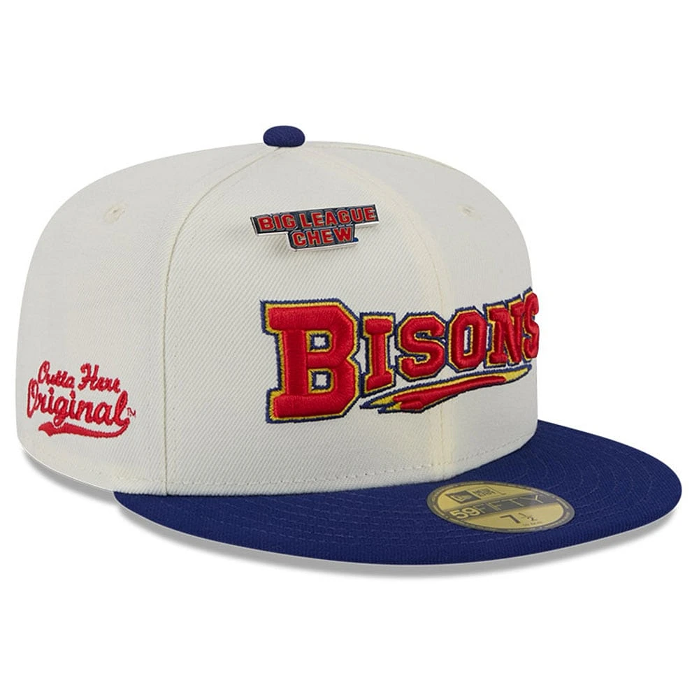 Men's New Era White Buffalo Bisons Big League Chew Original 59FIFTY Fitted Hat