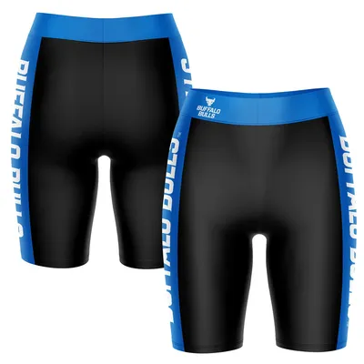 Buffalo Bulls Women's Plus Striped Design Bike Shorts - Black/Blue