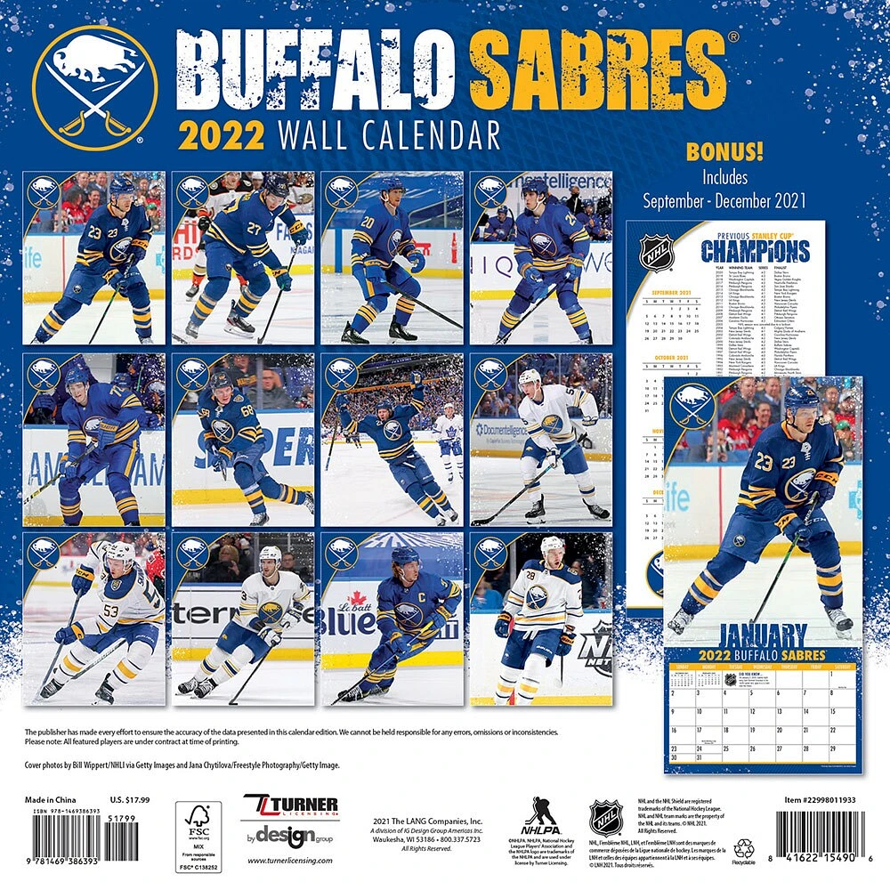 Buffalo Sabres 2022 Wall Calendar