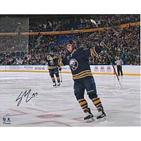 Casey Mittelstadt Buffalo Sabres Autographed 16" x 20" Blue Jersey Goal Celebration Photograph