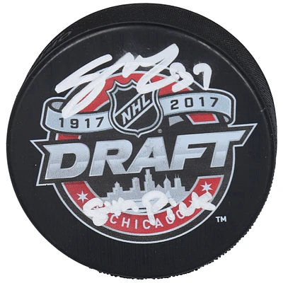 Casey Mittelstadt Buffalo Sabres Autographed 2017 NHL Draft Logo Hockey Puck with "#8 Pick" Inscription