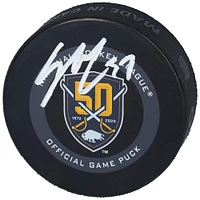 Casey Mittelstadt Buffalo Sabres Rondelle de jeu officielle dédicacée pour la saison du 50e anniversaire