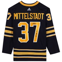 Casey Mittelstadt Buffalo Sabres Autographed Blue Adidas Authentic Jersey with "NHL Debut 3/29/18" Inscription
