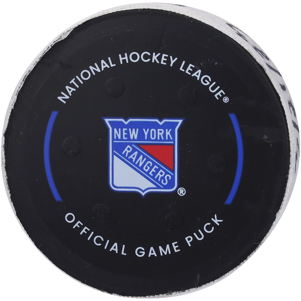 Casey Mittelstadt Buffalo Sabres Game-Used Goal Puck from April 10, 2023 vs. New York Rangers