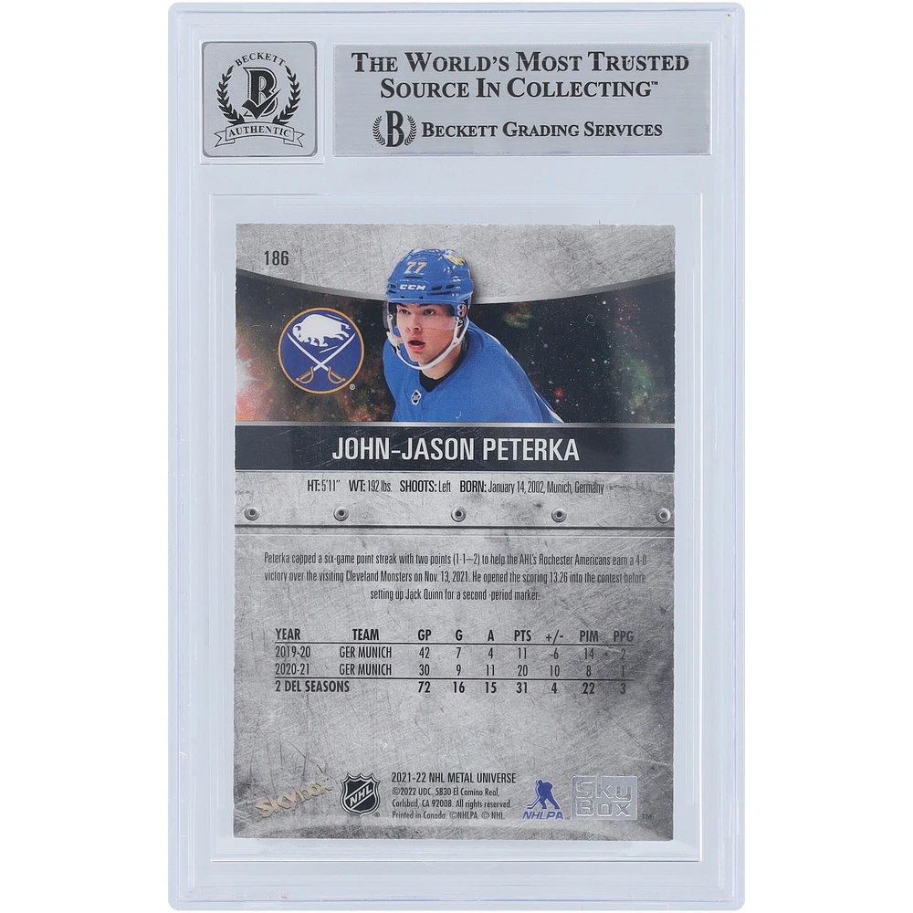 JJ Peterka Buffalo Sabres Autographed 2021-22 Skybox Metal Universe Spectrum #186 Beckett Fanatics Witnessed Authenticated 9/10 Rookie Card