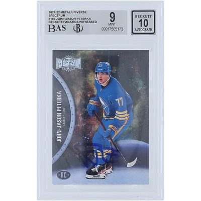 JJ Peterka Buffalo Sabres Autographed 2021-22 Skybox Metal Universe Spectrum #186 Beckett Fanatics Witnessed Authenticated 9/10 Rookie Card