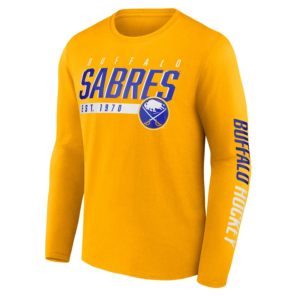 T-shirt à manches longues Fanatics Gold Buffalo Sabres pour hommes