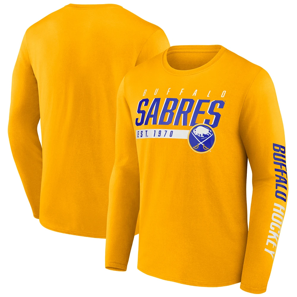 T-shirt à manches longues Fanatics Gold Buffalo Sabres pour hommes