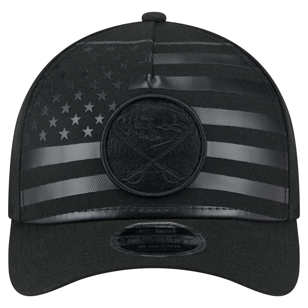 Men's New Era  Black Buffalo Sabres Game Day Stealth Flag 9FORTY A-Frame Adjustable Hat