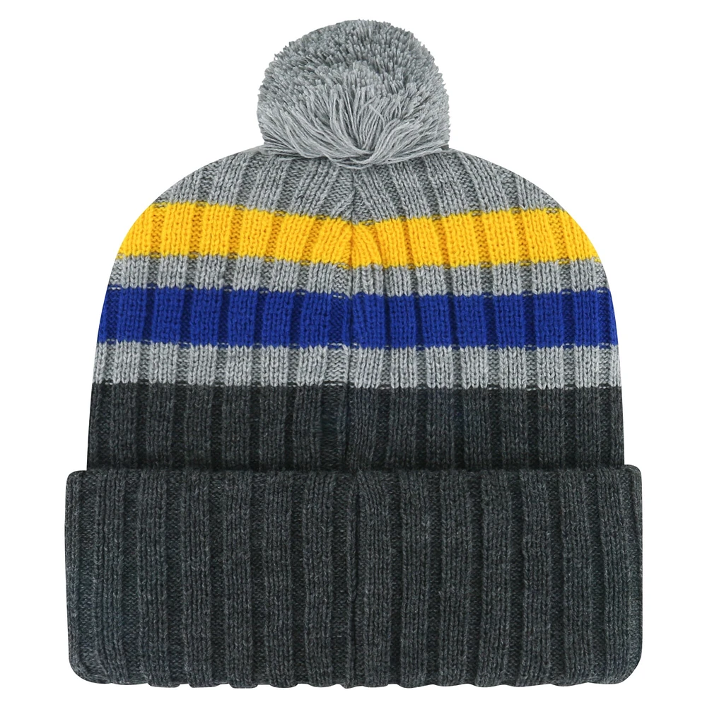 Bonnet en tricot à revers et pompon '47 Grey Buffalo Sabres Stack Patch pour hommes