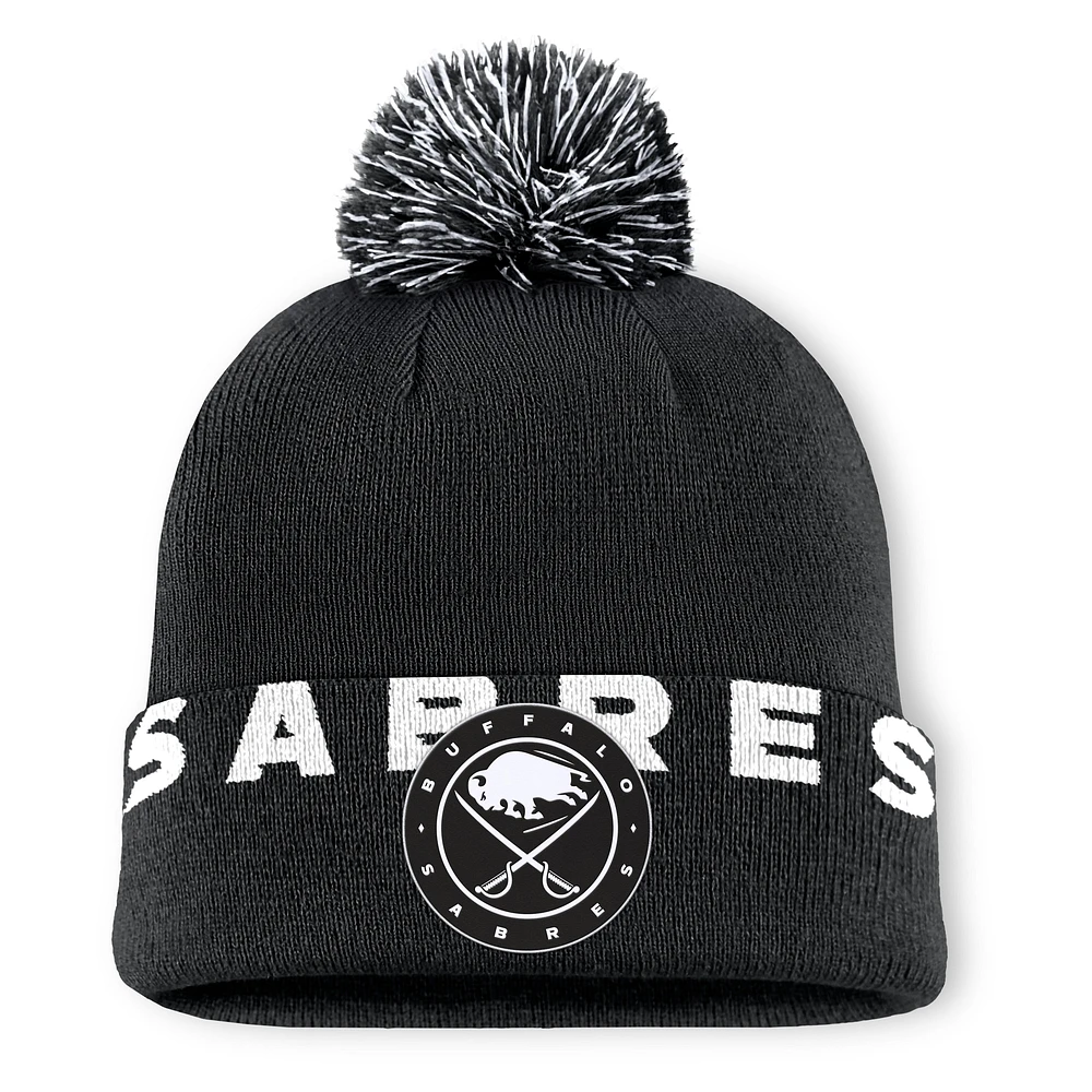 Men's Fanatics Black Buffalo Sabres High Stick Cuffed Knit Hat with Pom