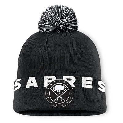 Men's Fanatics Black Buffalo Sabres High Stick Cuffed Knit Hat with Pom