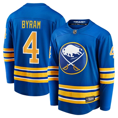 Maillot d'échappée à domicile Fanatics Bowen Byram Royal Buffalo Sabres pour hommes