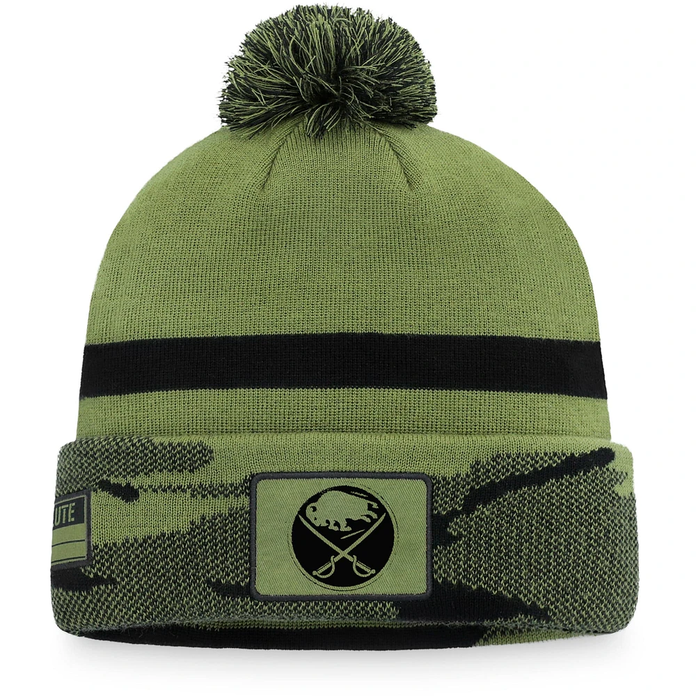 Bonnet en tricot à revers avec pompon Fanatics Camo Buffalo Sabres pour hommes