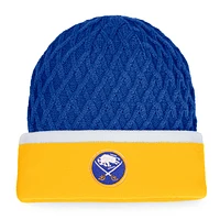 Bonnet en tricot à revers rayé emblématique Fanatics Gold/Royal Buffalo Sabres pour hommes