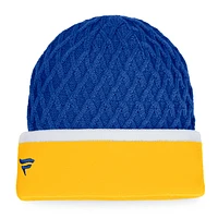 Bonnet en tricot à revers rayé emblématique Fanatics Gold/Royal Buffalo Sabres pour hommes