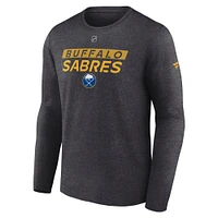 Men's Fanatics  Heather Charcoal Buffalo Sabres Authentic Pro Core Primary Long Sleeve T-Shirt
