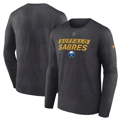 Men's Fanatics  Heather Charcoal Buffalo Sabres Authentic Pro Core Primary Long Sleeve T-Shirt