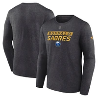 Men's Fanatics  Heather Charcoal Buffalo Sabres Authentic Pro Core Primary Long Sleeve T-Shirt
