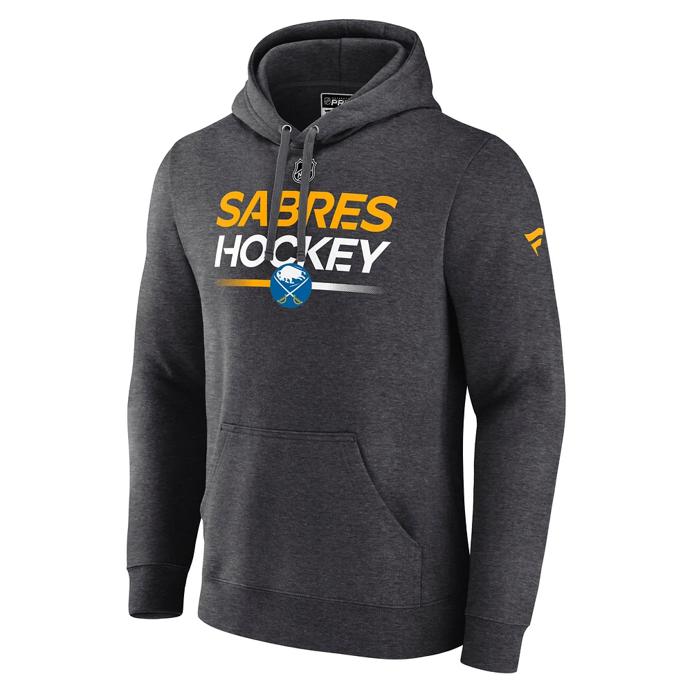 Men's Fanatics Heather Charcoal Buffalo Sabres Authentic Pro Primary Pullover Hoodie