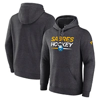 Men's Fanatics Heather Charcoal Buffalo Sabres Authentic Pro Primary Pullover Hoodie