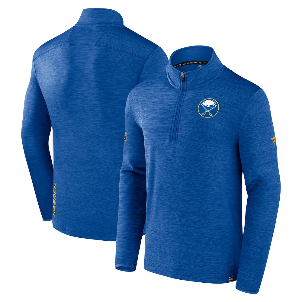 Men's Fanatics  Heather Royal Buffalo Sabres Authentic Pro Lightweight Quarter-Zip Pullover