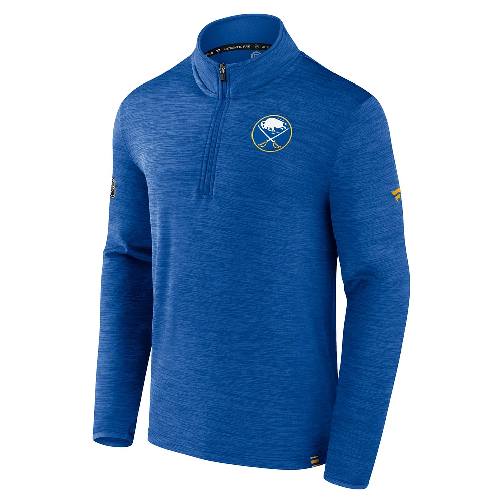 Men's Fanatics  Heather Royal Buffalo Sabres Authentic Pro Lightweight Quarter-Zip Pullover