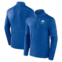 Haut à pull quart de zip Authentic Pro Fanatics Heather Royal Buffalo Sabres pour hommes