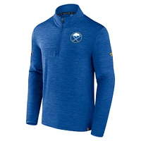 Haut à pull quart de zip Authentic Pro Fanatics Heather Royal Buffalo Sabres pour hommes