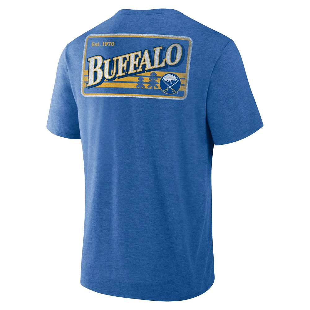 T-shirt Fan Lanes Tri-Blend pour hommes Fanatics Heather Royal Buffalo Sabres