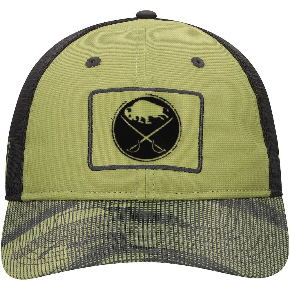 Men's Fanatics  Olive Buffalo Sabres Military Appreciation Trucker Adjustable Hat