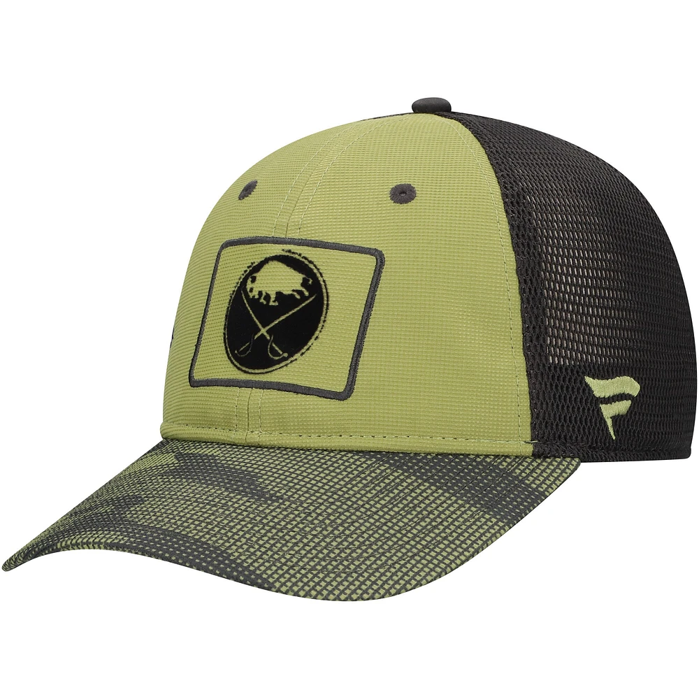 Men's Fanatics  Olive Buffalo Sabres Military Appreciation Trucker Adjustable Hat
