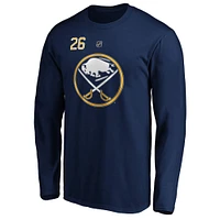 T-shirt Fanatics Rasmus Dahlin bleu marine pour homme, authentique, avec nom et numéro Stack, Buffalo Sabres