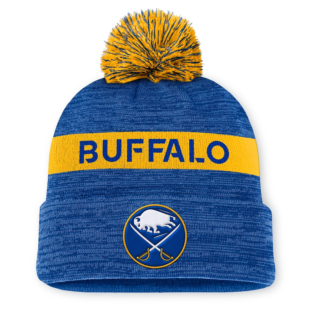 Bonnet en tricot à revers avec pompon authentique Pro Rink Fanatics Royal/Gold Buffalo Sabres pour hommes