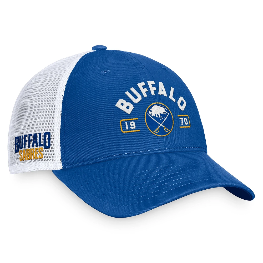 Men's Fanatics Royal/White Buffalo Sabres Free Kick Trucker Adjustable Hat