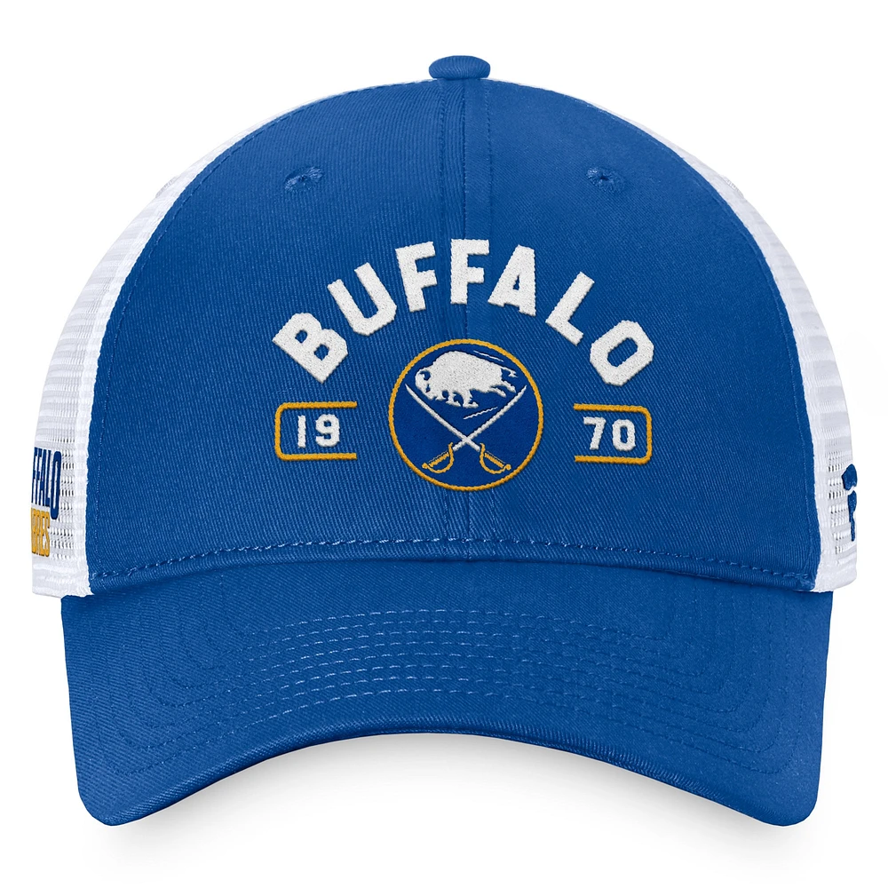 Men's Fanatics Royal/White Buffalo Sabres Free Kick Trucker Adjustable Hat