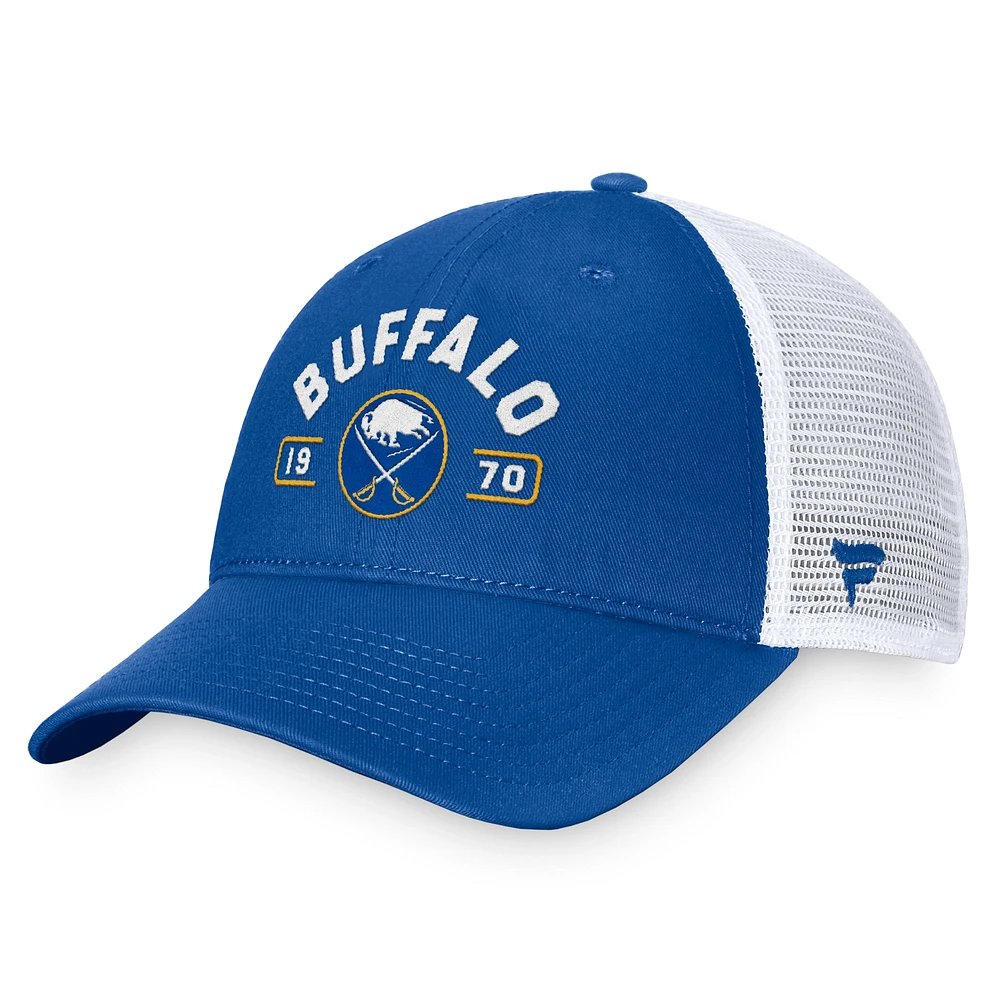 Men's Fanatics Royal/White Buffalo Sabres Free Kick Trucker Adjustable Hat