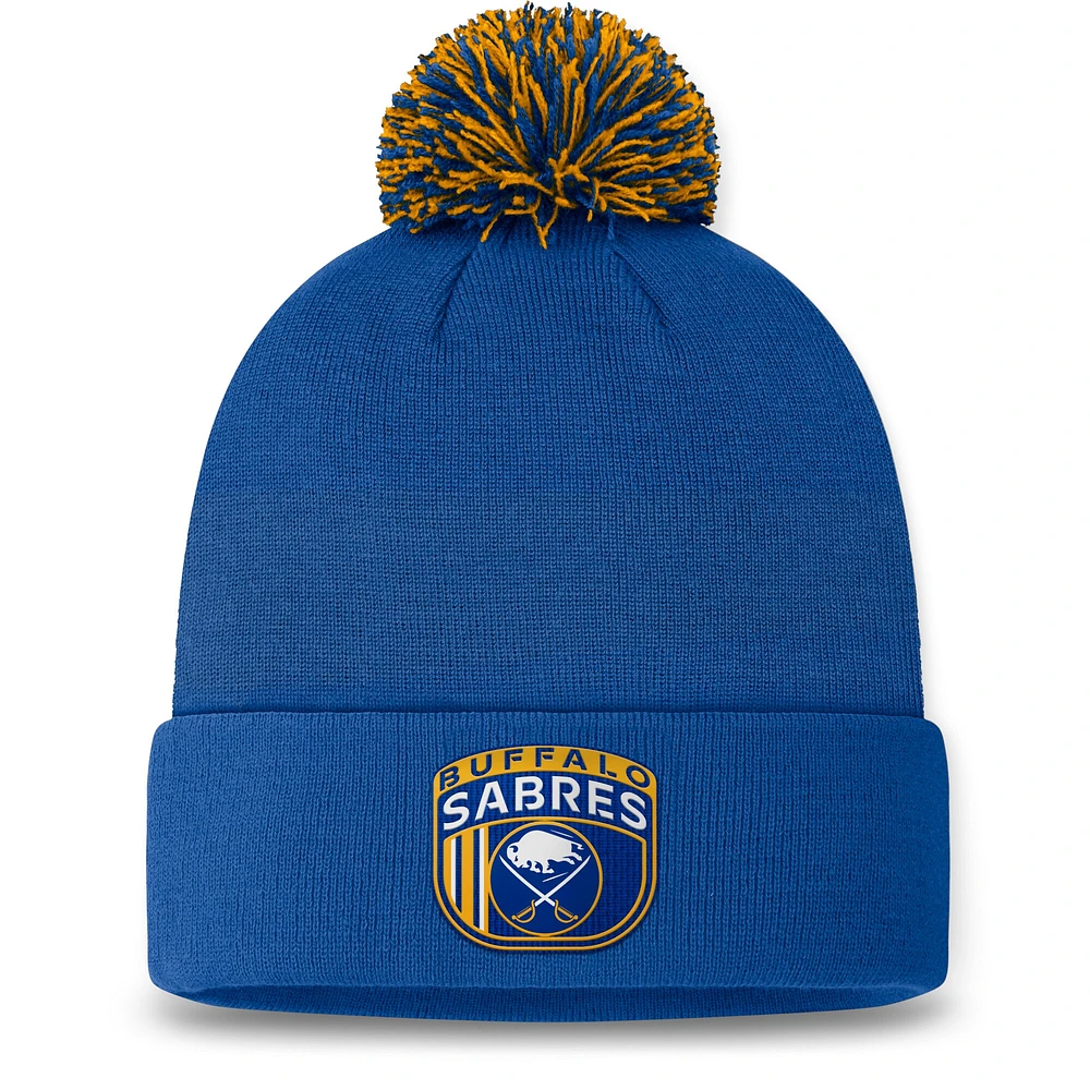 Bonnet en tricot à revers de repêchage de la LNH 2024 Fanatics Royal Buffalo Sabres pour hommes avec pompon