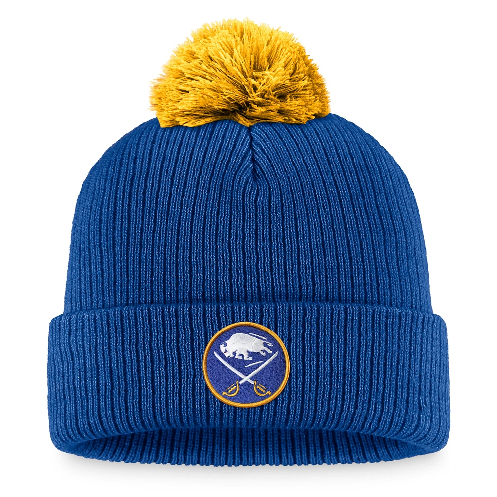 Bonnet en tricot à revers de l'équipe Fanatics Royal Buffalo Sabres pour hommes avec pompon