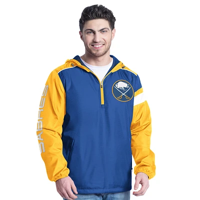 Men's G-III Sports by Carl Banks Royal/Gold Buffalo Sabres Lateral Half-Zip Hoodie Jacket