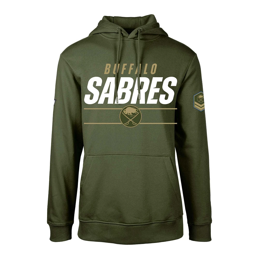 Men's Levelwear Olive Buffalo Sabres Delta Podium Fleece Pullover Hoodie